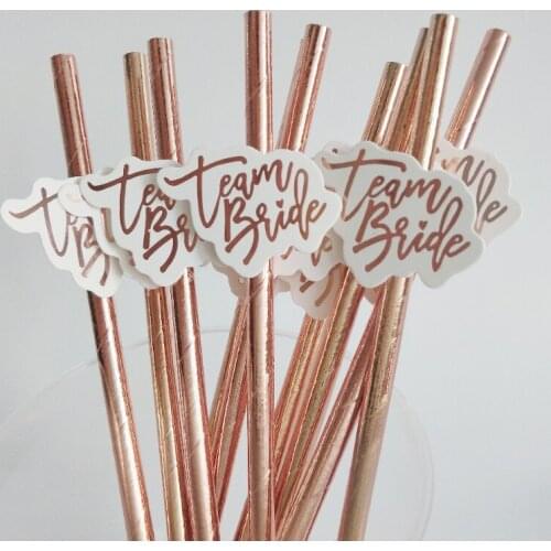 20pcs Bachelor Party Team Bride Straws Hot Stamping Paper Straws Party Decoration Party Supplies