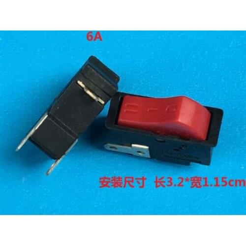 3 gears red Rocker switch hair dryer use switch 6A 250V installation size 3.2X1.15CM