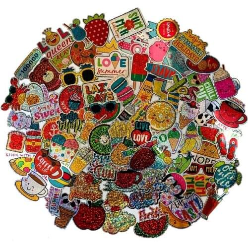 5 Sets = 500PCS Cute Cartoon Small Fresh Super Flash Laser Waterproof Stickers Water Cup Trolley Case PVC Stickers