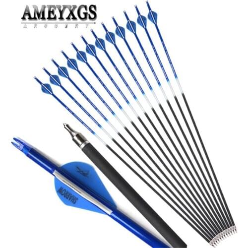 9/12pcs Spine 500 31.5inch Colorful Mix Carbon Arrow 2" Rubber Arrow Feather For Outdoor Shooting Archery Hunting Accessories