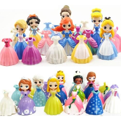 Hasbro Alice Belle Sofia Elsa Frozen Magic Princess Changeable Clothes Figurine Anime Dolls Action Figure Model Toy Kids Gift