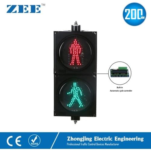 Automatic Cycle Running Controller 8inches 200mm LED Pedestrian Traffic Light Red Green walk man Signals 220V LED Light