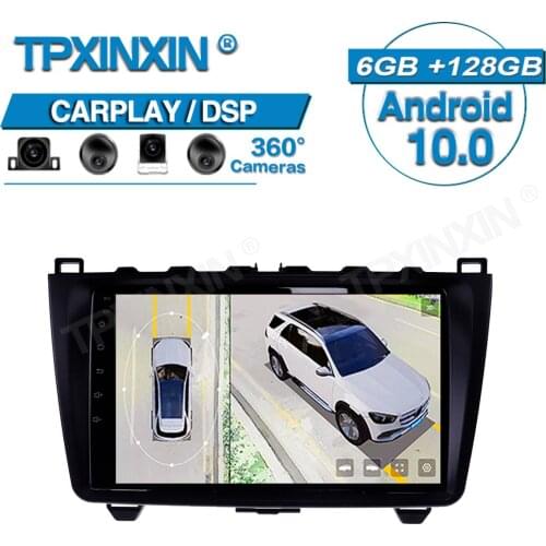 Carplay 6+128G Android For Mazda 6 2008-2012 360 HD Auto Surround View Camera Car Multimedia Player Stereo Radio GPS Navigtion