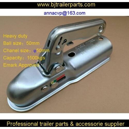 EMARK Approved EUROPEAN STYLE DRESSE STEEL TRAILER HITCH COUPLING coupler To Suit ROUND 50mm Draw Bar 1500kgs, TRAILER PARTS