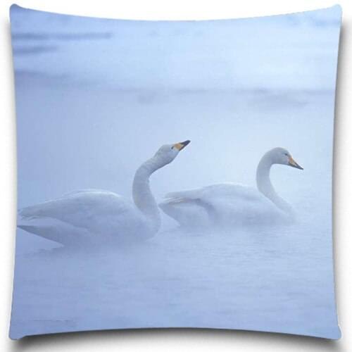 Swan in the mist Cotton Polyester square 5 size 9 style Pillows Case for Sofa Car Cushion Cover Creative Decoration