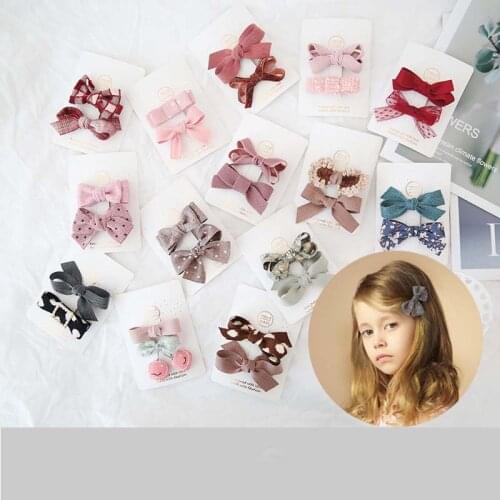 2 Pcs/Set Baby Hair Clips Bows Dot Flower Kids Hairpins Printed Children Barrettes Clips Baby Girl Hair Accessories Headwear