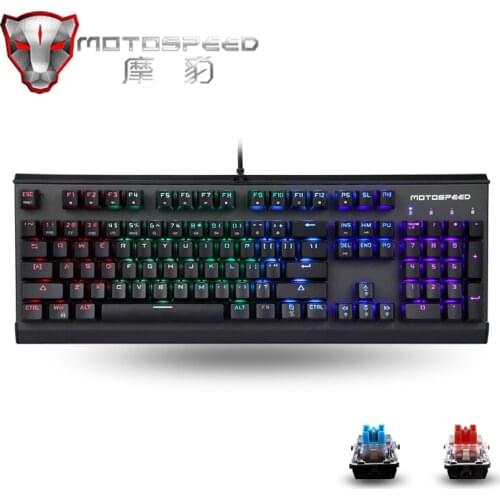 English/Russian Motospeed RGB Gaming Mechanical Keyboard 104 Key USB Wired LED Backlight Ergonomic Laser Keyboards For PC Laptop