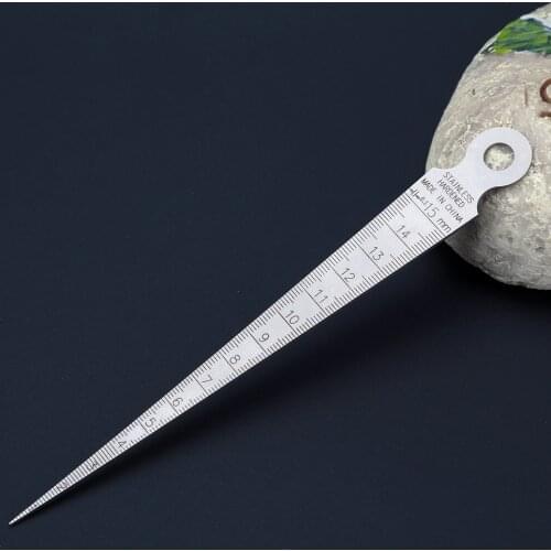 Stainless Steel Gap Gage Wedge Cone-Size Wedge Ruler Diameter Scale 1-15mm with Hole Ruler Woodworking Double Side Scale