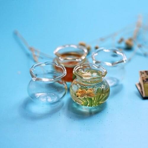 Dollhouse Miniature Glass Fish Tank Bowl Aquarium Doll House Home Ornament Toy For Dollhouse Decals New