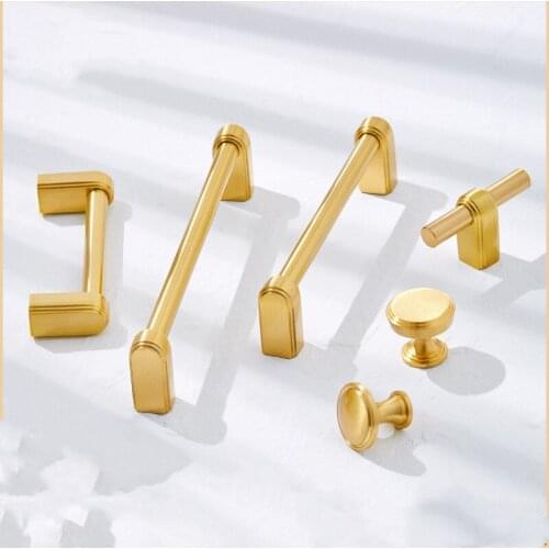Brass Furniture Handle Modern Luxury Wardrobe Dresser Cupboard Cabinet Door Drawer Pulls Shoe Box Wine Bar Knobs and Handles