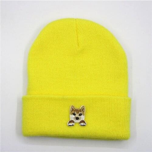 LDSLYJR Pastoral dog embroidery Thicken knitted hat winter warm hat Skullies cap beanie hat for men and women 155