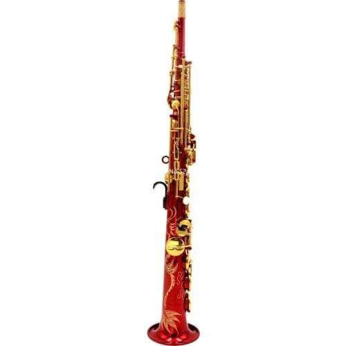 Hot Selling soprano saxophone B Flat red lacquer neck built in type straight Musical Instruments Professional With Accessories
