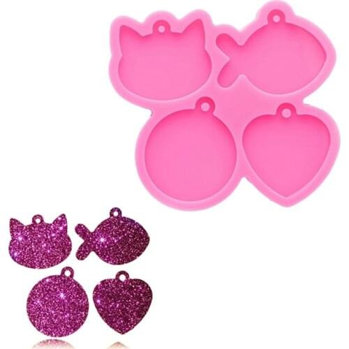 Fish/Cat/Circle/Heart Shape Mold Pet Tag Silicone Molds DIY Keychain Pendant Jewelry Epoxy Resin Crafting Molds