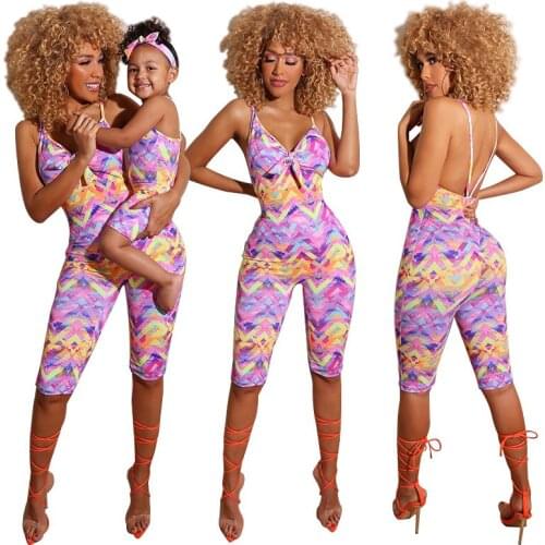 Fashion Family Matching Outfits Mother Daughter Bodysuit Women Girl Sling Romper Baby Clothes For Babies Family Clothing Sets