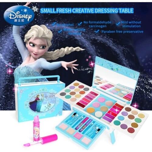 Disney Frozen Princess Girl washable cosmetics family play childrens educational makeup beauty makeup toy dressing table