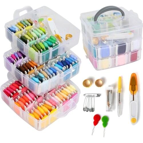 Looen Embroidery Thread Floss Set 150 Colors Cross Stitch Floss Threads Scissors Needles Craft DIY Sewing Accessories Kit