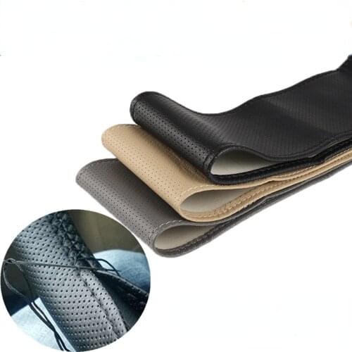 Car Steering Wheel Braid Cover Needles And Thread Artificial Leather Car Covers Suite 7 Color DIY Texture Soft Auto Accessories