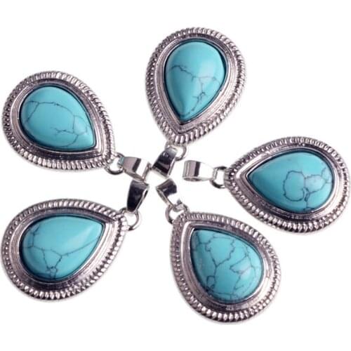 Wholesale 5pcs\lot Mermaids Tears Natural Stone Pendant Necklace with Free Chains Jewelry