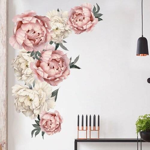 40*60cm Peony Rose Flowers Nursery Decals Kids Room Home Decor Gift Wall Sticker
