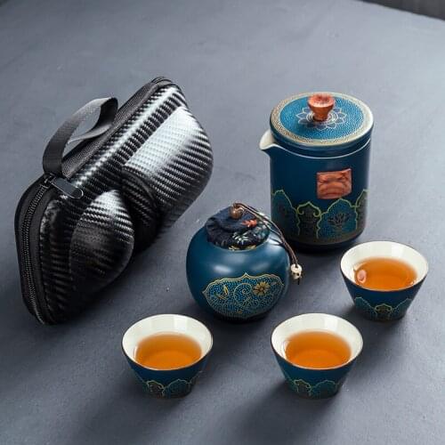 Portable Ceramic Travel Tea Set Kung Fu Tea Set Tea Cup Portable Teapot Tea Set Set Chinese Tea Ceremony Gifts