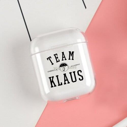 TEAM KLAUS THE UMBRELLA ACADEMY Clear Cases For Apple Airpods 1 2 Earphone Bluetooth Wireless Cover For Airpods 2 1 Coque