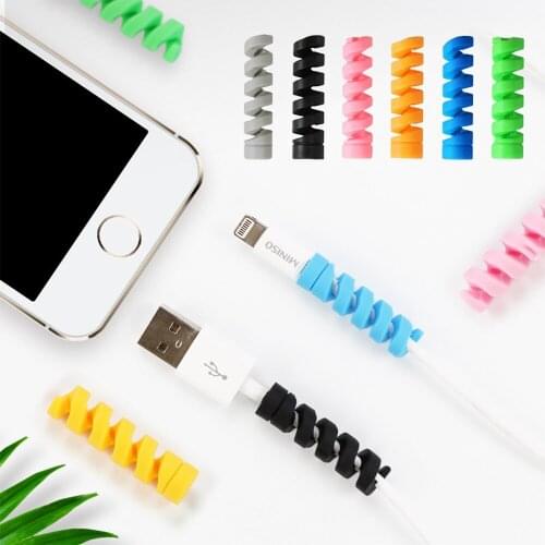 Silicone Cable Protector Data Line Bobbin Winder Rope Protection Bobbin Winder Wire Cord Organizer Cover For USB Charging Cable