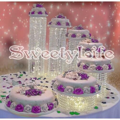 Wedding Crystal Round Acrylic Cake Stand 6PCS/lot Cake Display