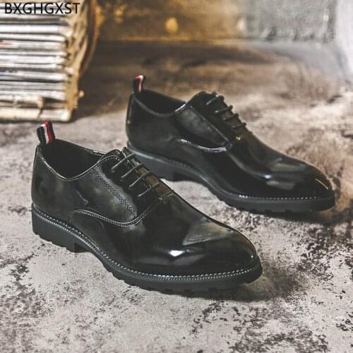 Black Patent Leather Shoes Men Formal Oxford Dress Shoes for M E N Party Shoes for Men 2021 Zapatos De Hombre Chaussure De Homme