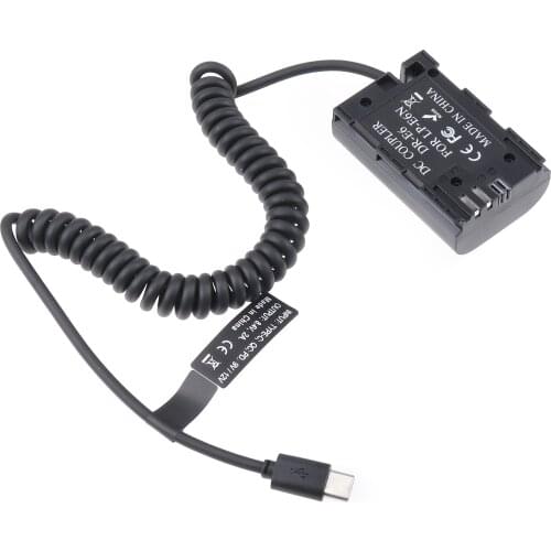 FOTGA LP-E6 Dummy Battery Power Adapter +Type C Cable for Canon 5D2 5D3 5D4 6D 6D2 60D 7D 7D2 70D 80D 90D 5DSR R R5 R6