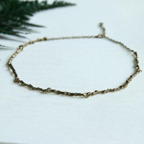 Green Witch//Brass Branch Necklace,Bronze Twig Collar,Woodland Accessory, Witch, Forest Choker Gift,Elven Statement Jewelry
