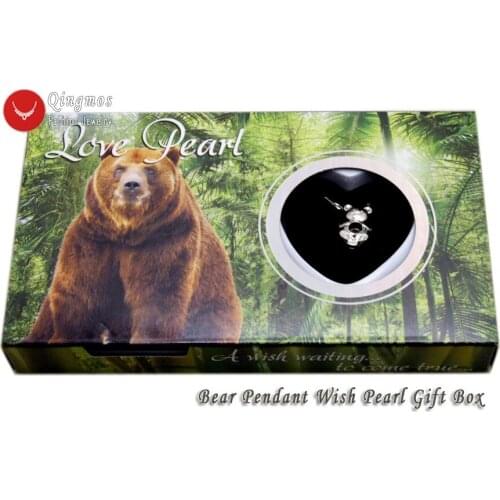 Qingmos Wish Pearl 12*20mm Bear Cage Chokers Necklace for Women & Trendy Oyster Love Pearl Pendant & Necklace Chain-who3655