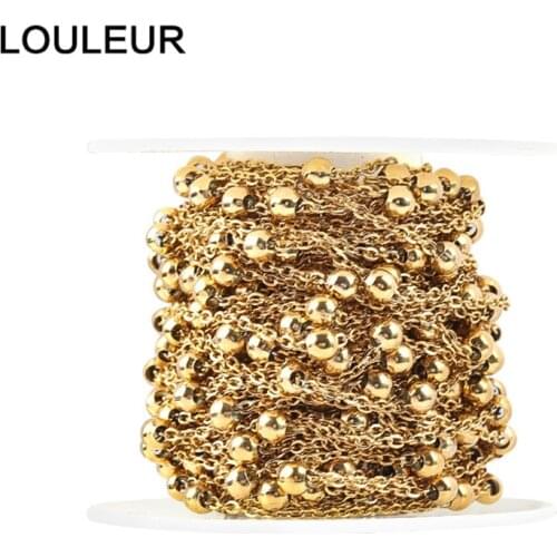 10 Yards/Roll 1.5 2mm Stainless Steel Curb Ball Beaded Satellite Chain O Ring Bulk Link Chains for Jewelry Making For Necklace