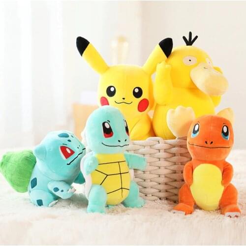 Anime Charmander Pikachued plush toy stuffed doll Squirtle Bulbasaur Jigglypuff Lapras Eevee pokemoned Peluche Gift For kid