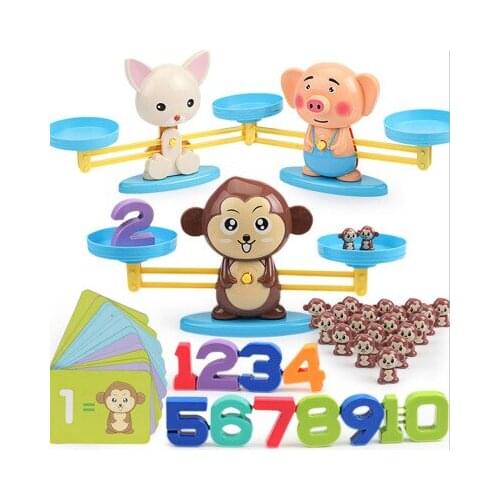 Early Learning Balance Math Match Game Board Toys Monkey Digital Balance Scale Toy Educational Toy Addition Subtraction Math Toy