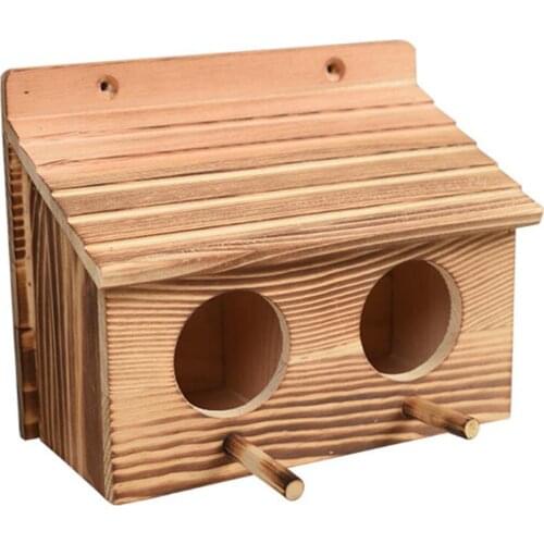 Wood Bird Breeding Box Bird House Nest Parrot Breeding Decorative Cages Pet Accessories Home Balcony Decoration