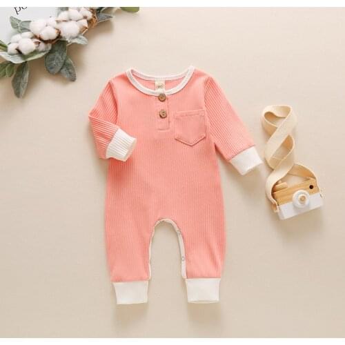 0-12M Newborn kid Baby Boy Girl Clothes Long Sleeve Casual Plain Romper Cute Sweet Cotton Jumpsuit Stretch lovely Outfit