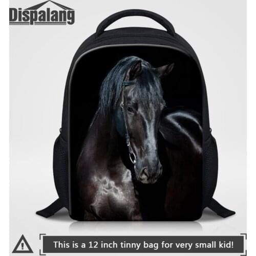Dispalang 12 inch Kids Animal Backpack For Kindergarten School Bag Horse Head 3d Printing Bagpack Small Baby Book Bag mochila