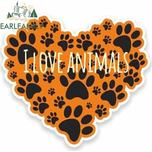 EARLFAMILY 13cm x 12cm Waterproof HEART Vinyl Car Sticker Bumper Decal Gift I Love Animals Bike Moto Laptop Tablet