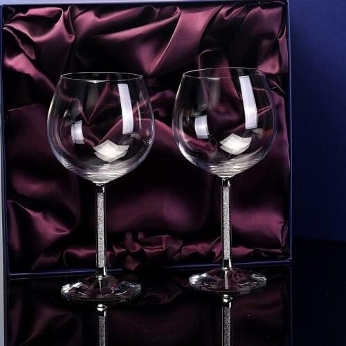 Europe High Quality Crystal Glass wWne Glass Large Goblet Lead-Free Diamond Burgundy Glass Cup Wedding Gift Box Set Drinkware
