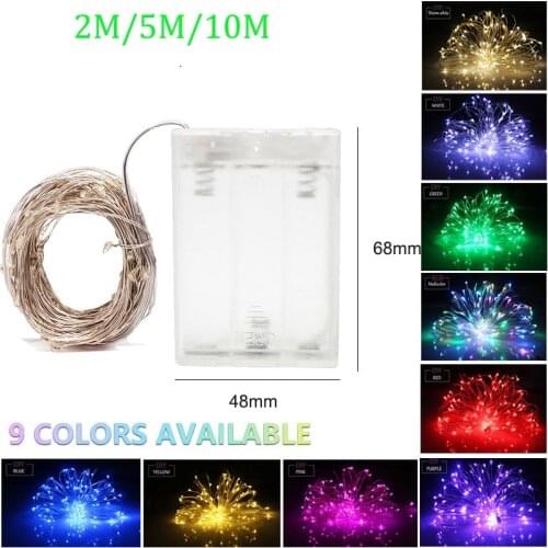 Fairy Light String Battery Powered USB Waterproof 2 M 5M 10Meters 100 LED String 33FT Silver Line Firefly Holiday Light Strip