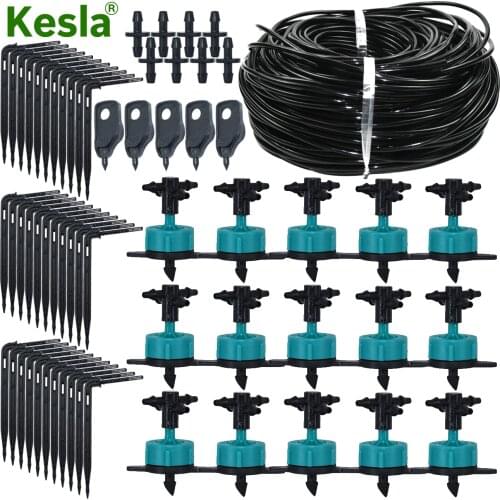KESLA Greenhouse 10-100M 3/5mm PVC Hose 8H Micro Drip Irrigation System Kit Puncher Garden 1/8'' Tubing Pipe Drip Arrow Dripper