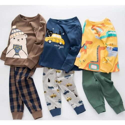 Baby Kids Pajamas Sets Cotton Boys Sleepwear Suit Autumn Girls Pajamas Long Sleeves Pijamas Tops+Pants 2pcs Children Clothing
