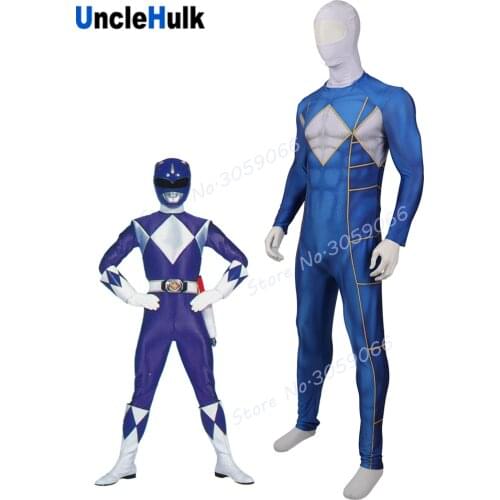 Mighty Morphin Rangers Black Mammoth Ranger Spandex Zentai Halloween Cosplay Costume | UncleHulk