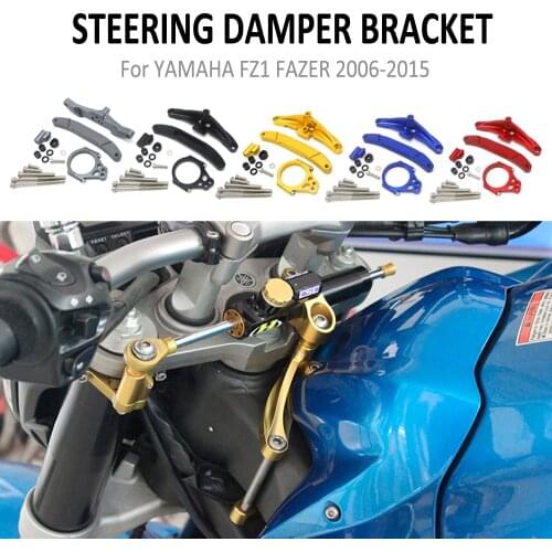 Motorcycle CNC Aluminum Steering Damper Bracket Set Stabilizer Linear Dampers Mounting Support For Yamaha FZ1 FAZER 2006 - 2015