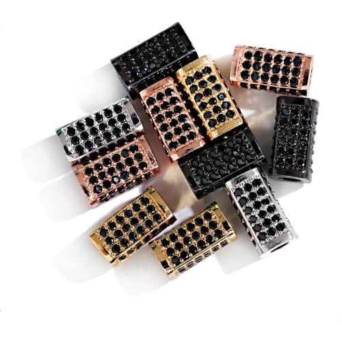 Gold Silver Color Square Rhinestone Rectangle Crystal Spacer Beads For Jewelry Making DIY Bracelet Necklace