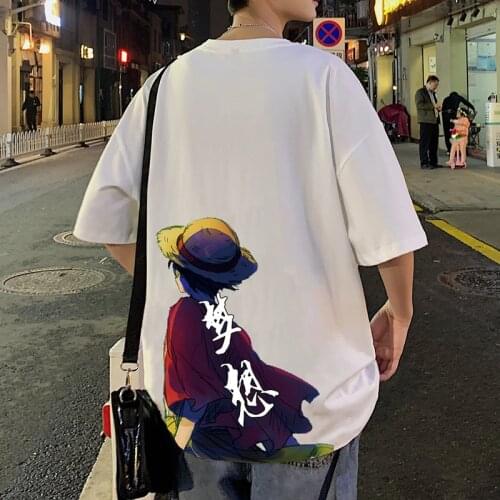 Summer Tees Anime Short-sleeved One Piece T-shirt Mens&women Tops Japanese Fashion streetwears Harajuku Boys Wild Loose Clothes