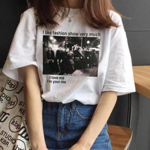 Summer ladies white CottonT-shirt film letter print Harajuku short-sleeved loose Korean version wild O-neck tees street tops