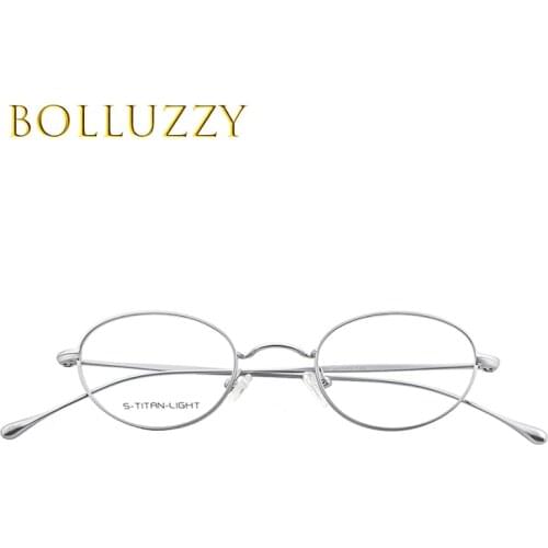 Titanium Alloy Optical Small Eyeglasses for Women Oval Gold Retro Glasses Frame Men Myopia Vintage Metal Prescription Eyewear