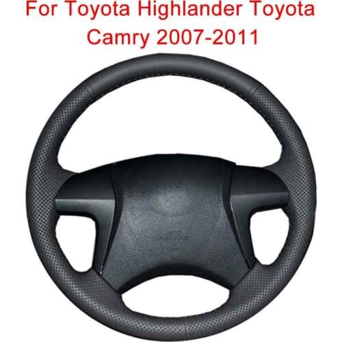 Customized Car Steering Wheel Cover For Toyota Highlander Toyota Camry 2007-2011 Fortuner Hilux Leather Braid For Steering Wheel