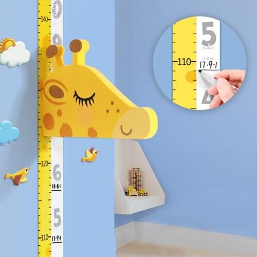 Wall Sticker Universal Space Saving Measurement Cute Baby Children Giraffe Head Decorative Height Ruler Practical 3D Movable